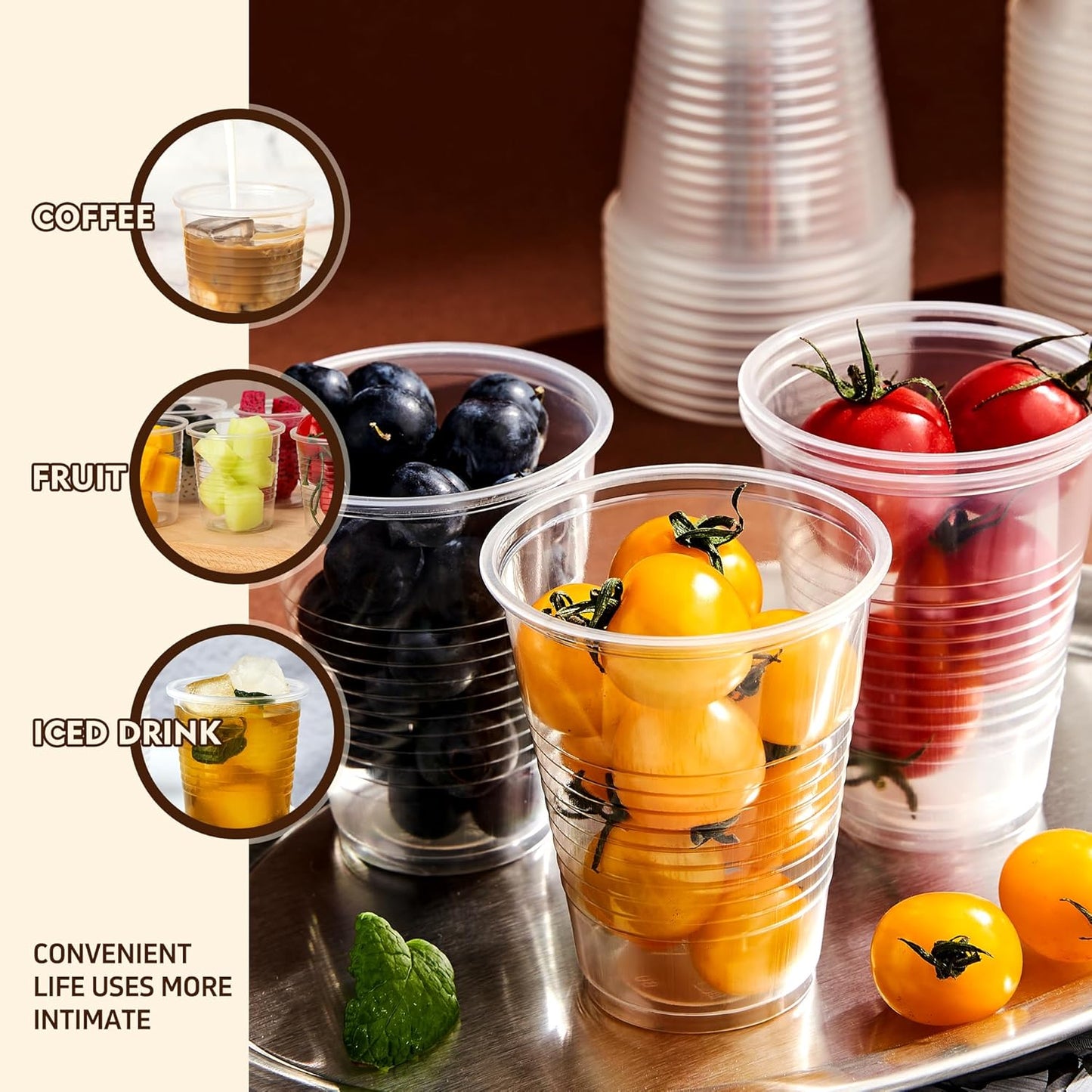 YEEHAW 9 oz Clear Plastic Cups - 500 Pack Disposable Drinking Cups for Cold Beverages | Perfect for Parties