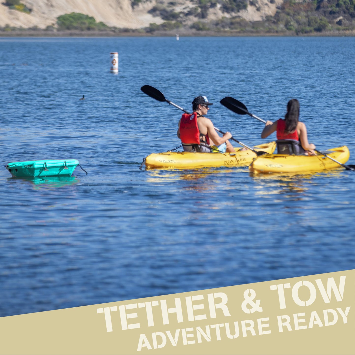 Cuddy Floating Cooler and Dry Storage Vessel for Land & Water – 40QT– Great for River, Beach, Kayak, Pool, & Lake - Seafoam