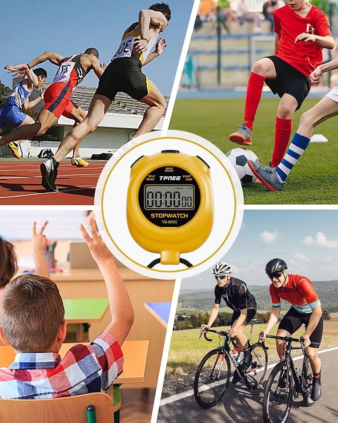 Simple Stopwatch Timer - Easy to Use, Set Up, Read, and Carry - Large Display - On/Off, AAA Battery - Ideal for Coaches, Track and Field, Soccer Referees, Sports, Classroom