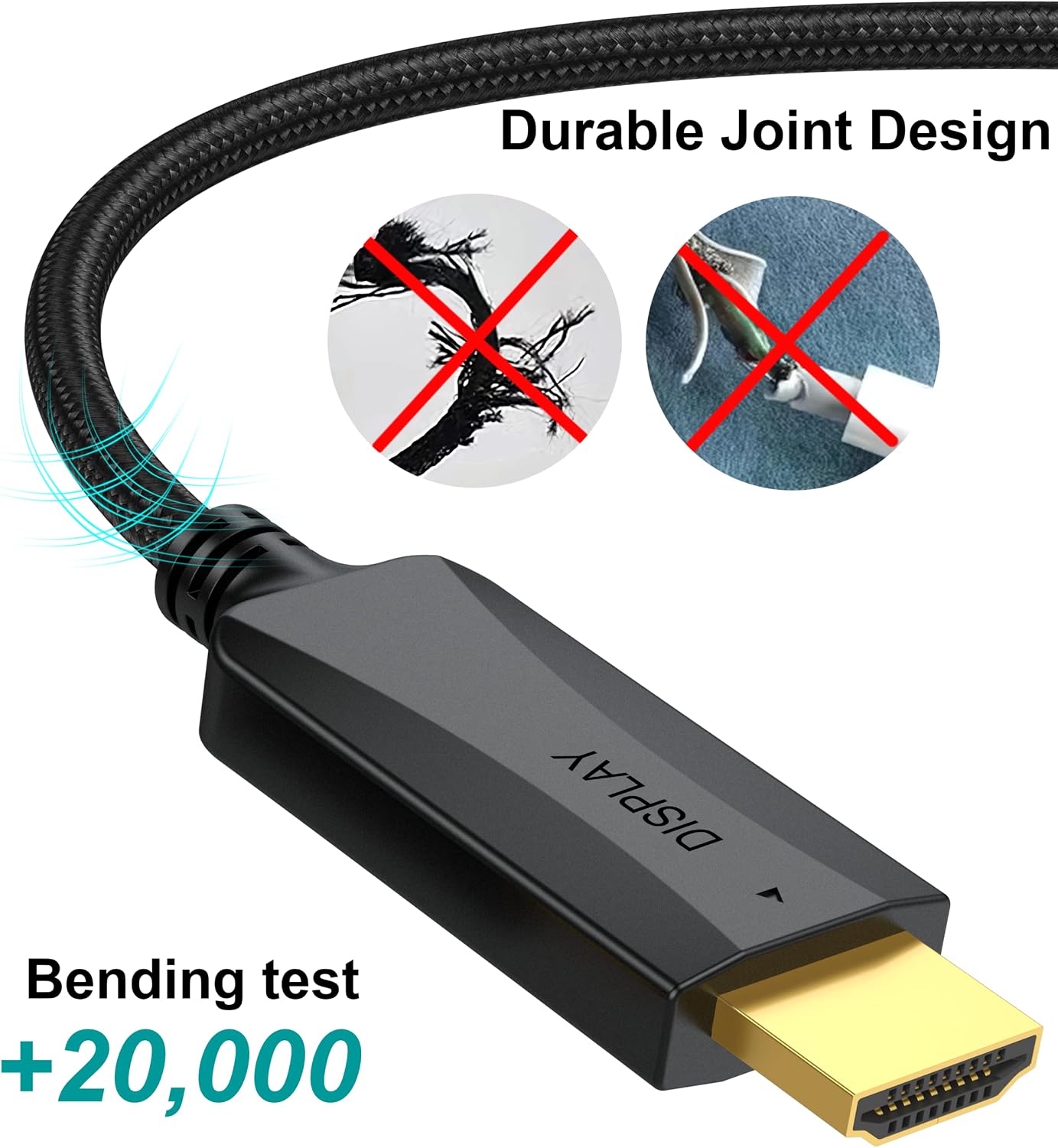 3ft, 2-Pack 4K UHD(4K, 2K, 1080P) Thin DisplayPort to HDMI Cable Display Port DP to HDMI Cable Adapter Male Cord