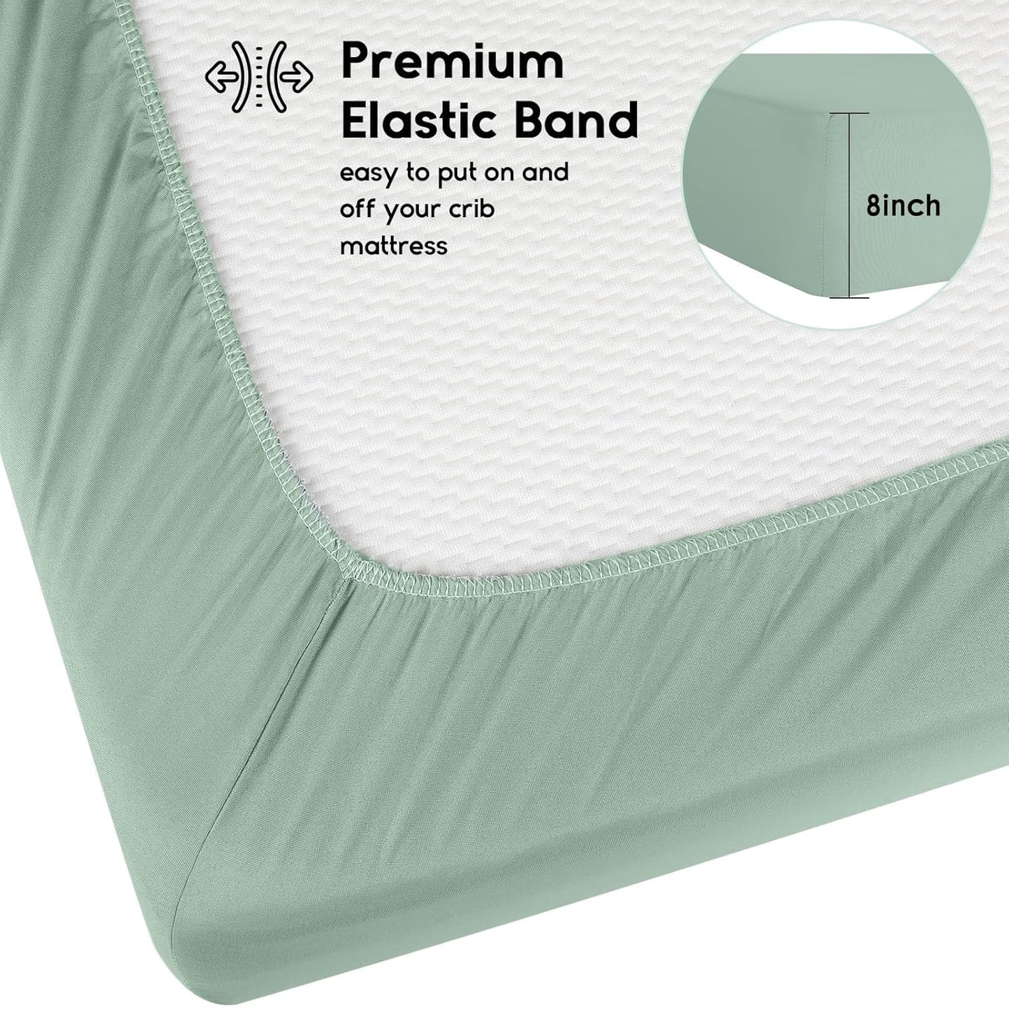 Yoofoss Fitted Baby Crib Sheets - Super Soft Microfiber 2-Pack for Standard Crib & Toddler Mattress | Green & Giraffe Design 28x52x8in