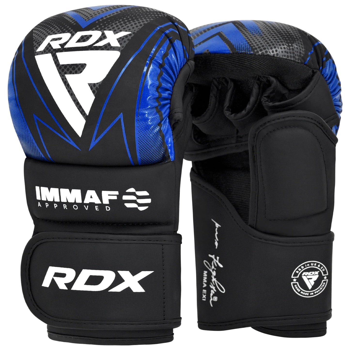 RDX IMMAF Approved Sparring Grappling Gloves, Professional Grade Hybrid Design for Competition Level and Training, Ventilated Open Palm, Adjustable Wrist Straps, Martial Arts Muay Thai, Men Women