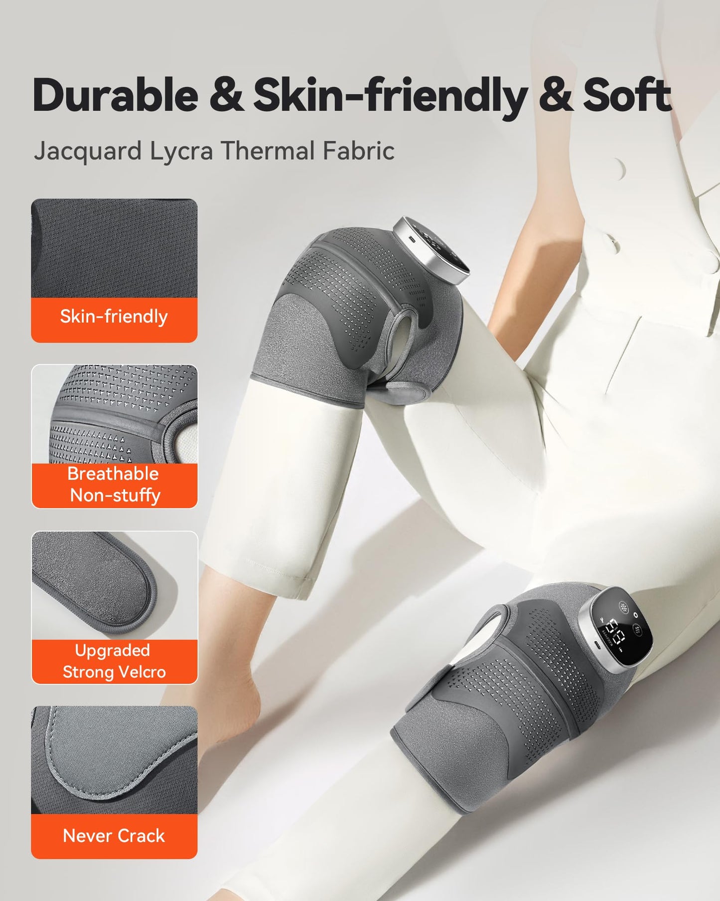 IKEEPFIT Knee Massager with Heat Vibration for Pain Relief MAXwarm 5.0[2026 Upgraded]-Heated Knee Brace with 5 Heat Levels and 4 Motors Massage, X-Warm Heat-Lock Tech, for Men Women(Grey, 1-Pack)