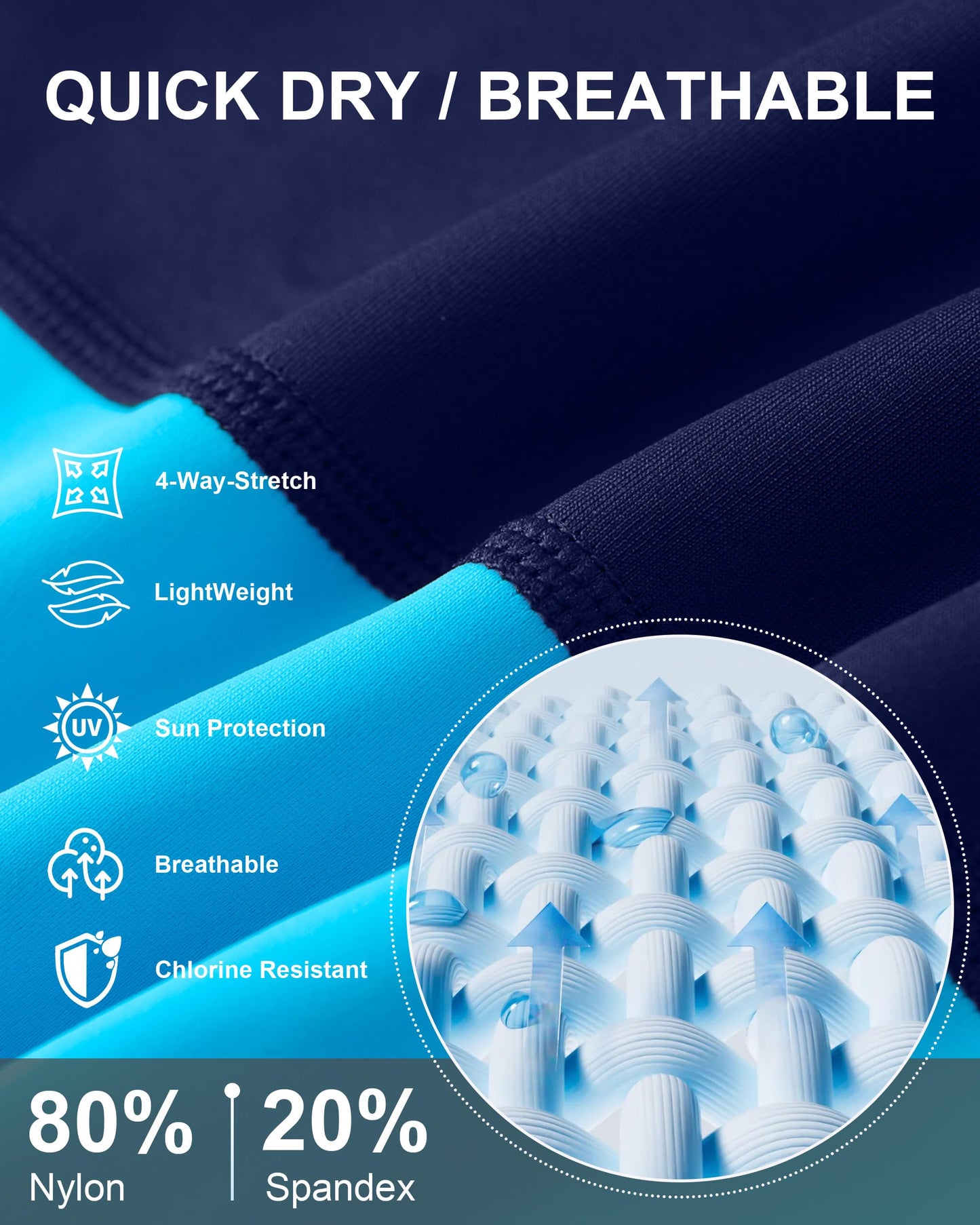 Roadbox Swim Jammers for Men, Athletic Swimsuit for Training Racing, Quick Dry Endurance Competitive Swimming Shorts UPF 50+