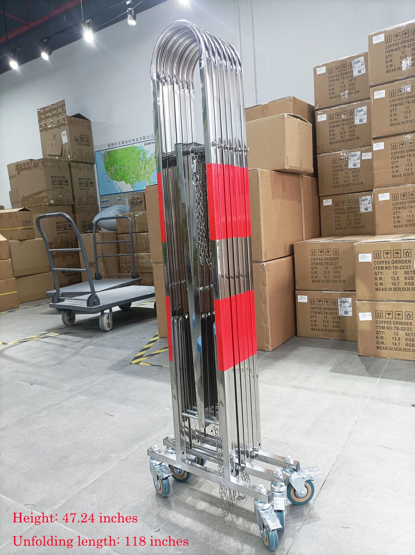 Industrial Expandable Barricade, Retractable Driveway Gate, Stainless Steel Folding Security Gate, Adjustable Traffic Fence for Construction Site, Traffic Control, Cordon, Elevator, Garage, H（1.2 M）