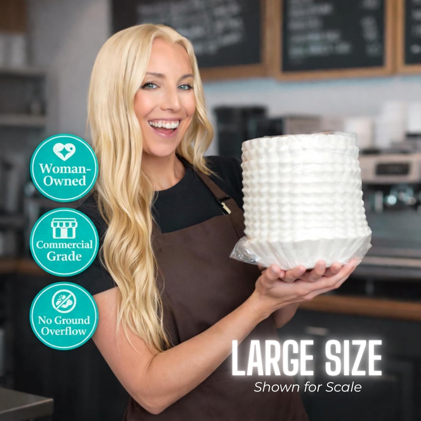 Katy’s Large 12-Cup Commercial Coffee Filters (9.5” x 4.5”) for BUNN, Fetco & Curtis Coffee Machines – Tall Walls, No Ground Overflow – Premium Filters for Businesses (Bulk Pack)