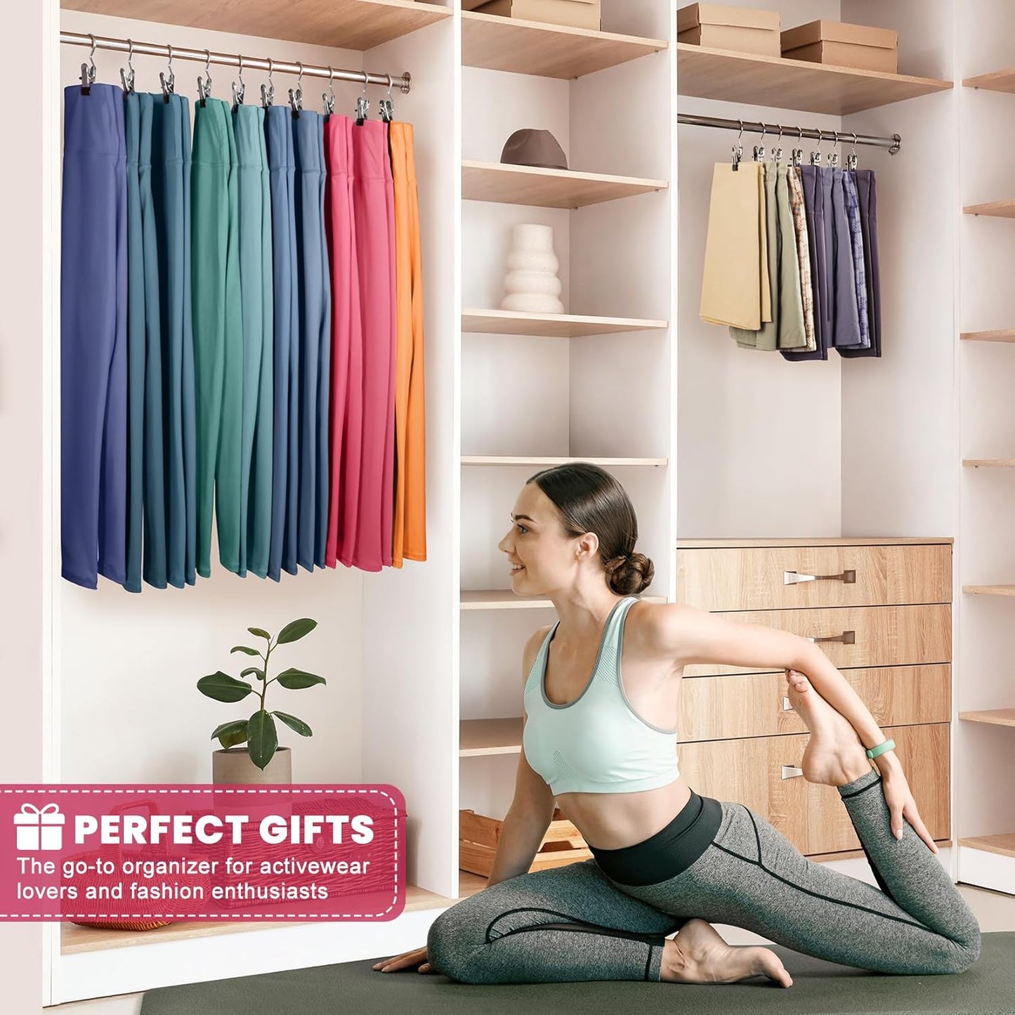 Skiennix 30 Pack Pants Hangers - Space-Saving Clip Organizers for Leggings, Jeans, and Skirts