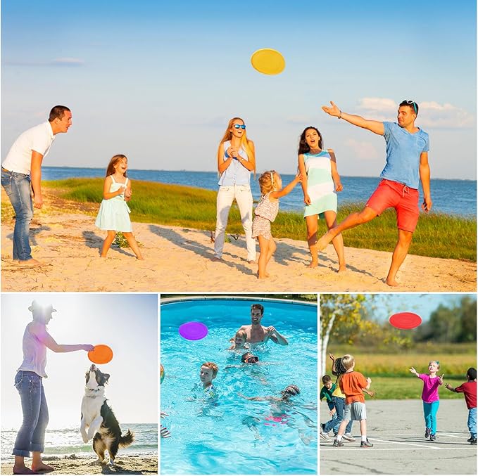 Kids Flying Disc 7 Inch Silicone Flying Disks Bulk for Children Dog Outdoor Backyard Lawn School Teaching Early Education Sports Games Party Favors, 6 Colors，6/12/24pcs
