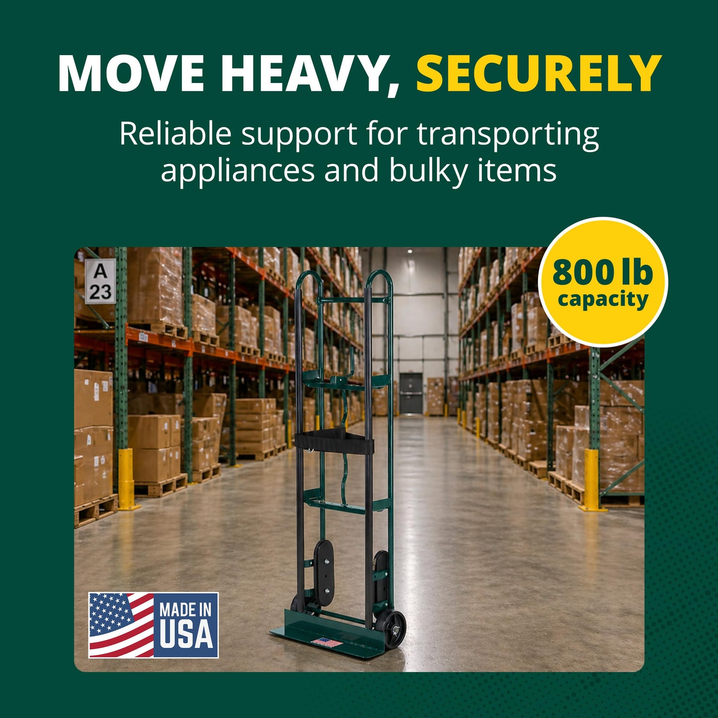 Harper Trucks 6781 Appliance Hand Truck, Dark Green