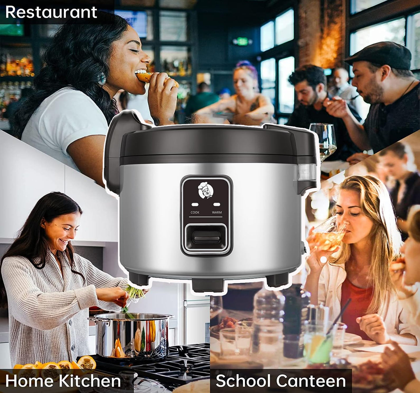 DAZITN Commercial Rice Cooker & Warmer 8.17Qt/40 Cups (Cooked Rice) |Large Rice Cooker | 40 mins Fast Cook Rice Cooker for Restaurant | Auto Keep Warm |Easy Clean