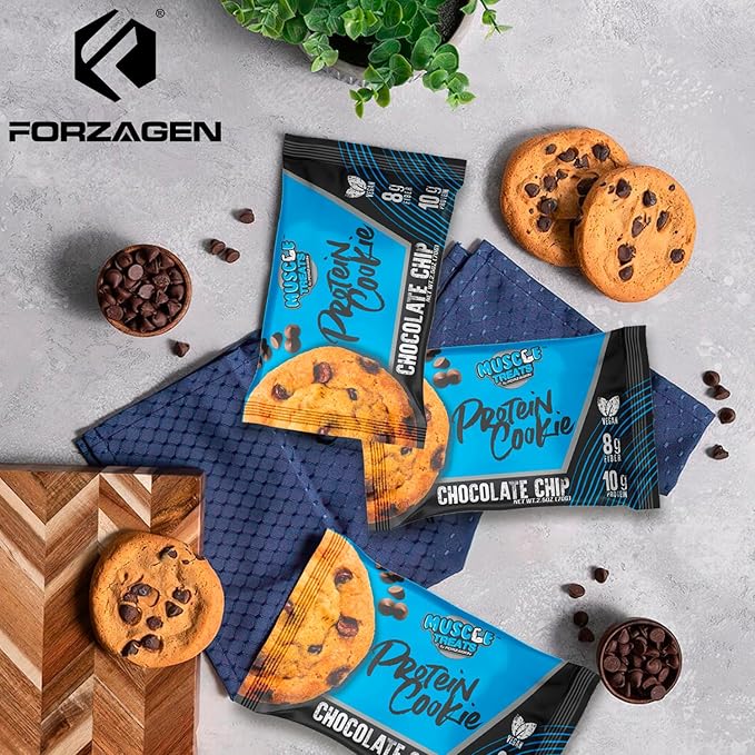 Forzagen Vegan Protein Cookies - Chocolate Chip Flavor | Low Carb Treats, Healthy Snacks, No Artificial Sweeteners and Trans Fat | Plant Based Vegan Snack,10g of Protein per Serving | 3-Pack