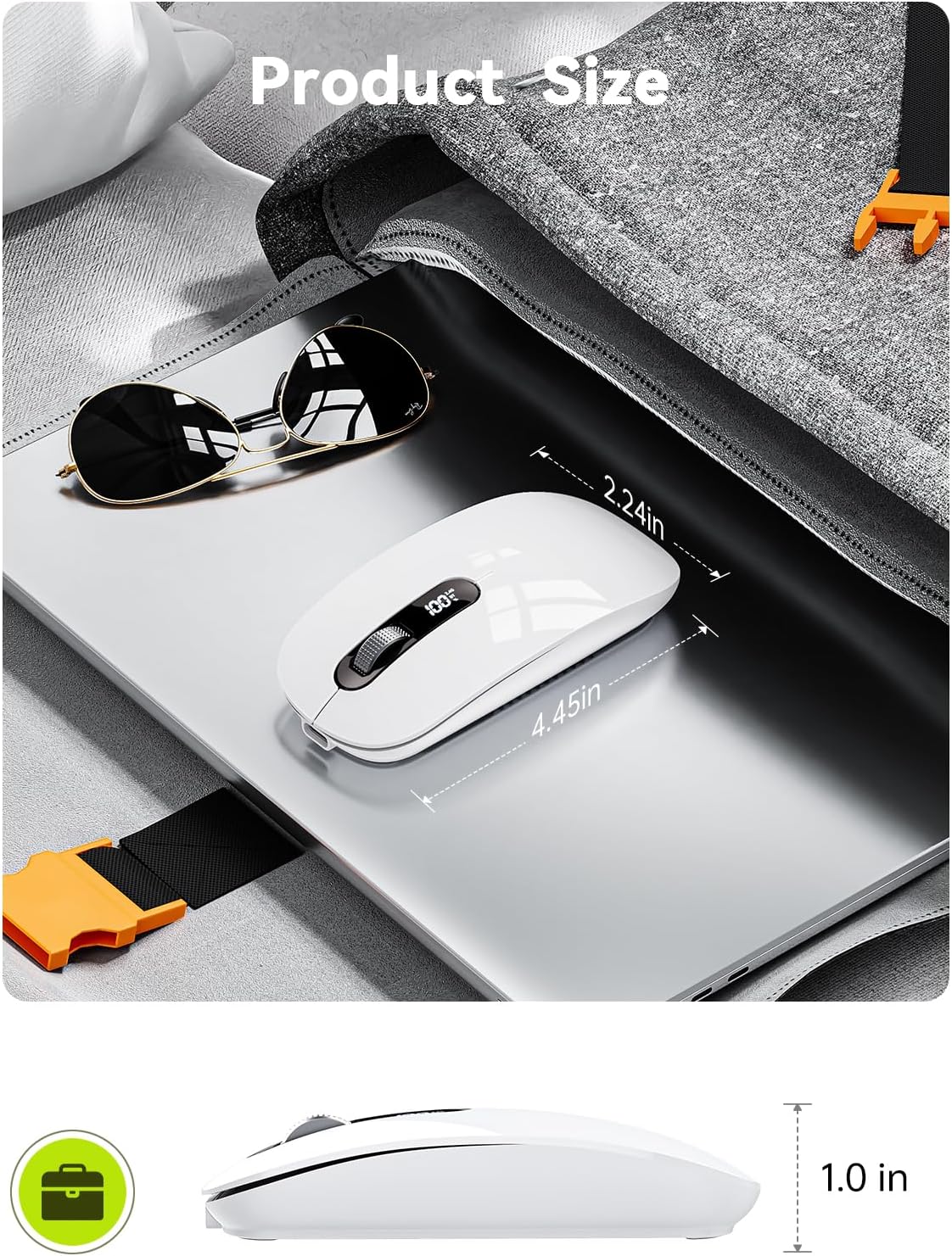 ASLDPUO 5.0/4.0 2.4G Wireless Bluetooth Mouse, Bluetooth & Tri-Mode, Type-C Rechargeable with LED Screen Display