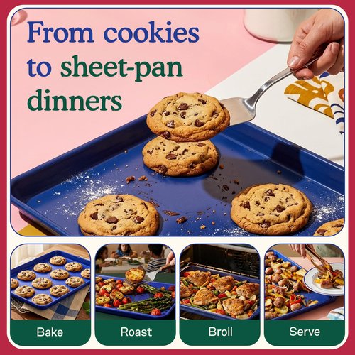 Great Jones Holy Sheet Pan (Blueberry) | Nonstick, Half-Sheet Pan | Aluminized Steel, 18.5" x 13.5" | for Baking, Roasting, & Broiling | Premium Bakeware with Even Heat Distribution | Dishwasher-Safe