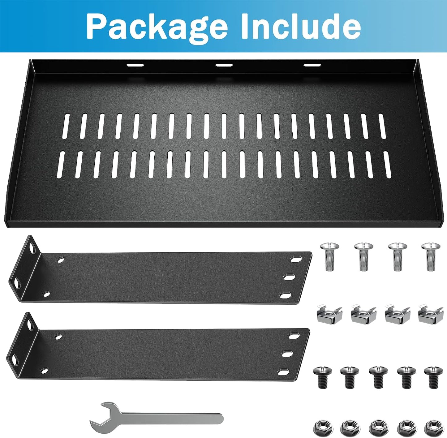 Fengone 1U 8" (203mm) 19" Server Rack Mount Shelf Network Rack Shelf Suitable for Network Equipment Racks and Cabinets