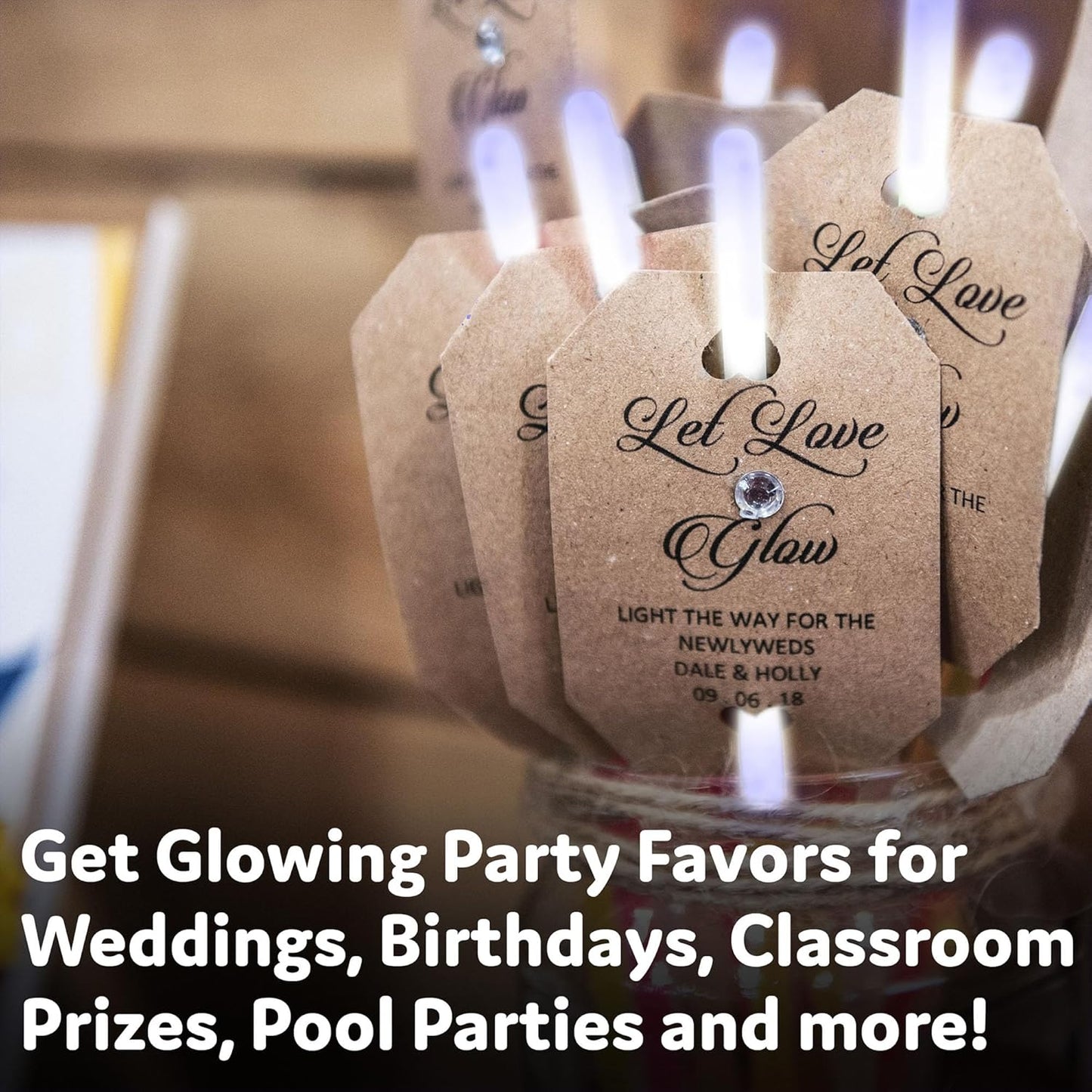 PartySticks White Glow Sticks - 100 Pack | 8-Inch Glow In The Dark Party Favors & Decorations