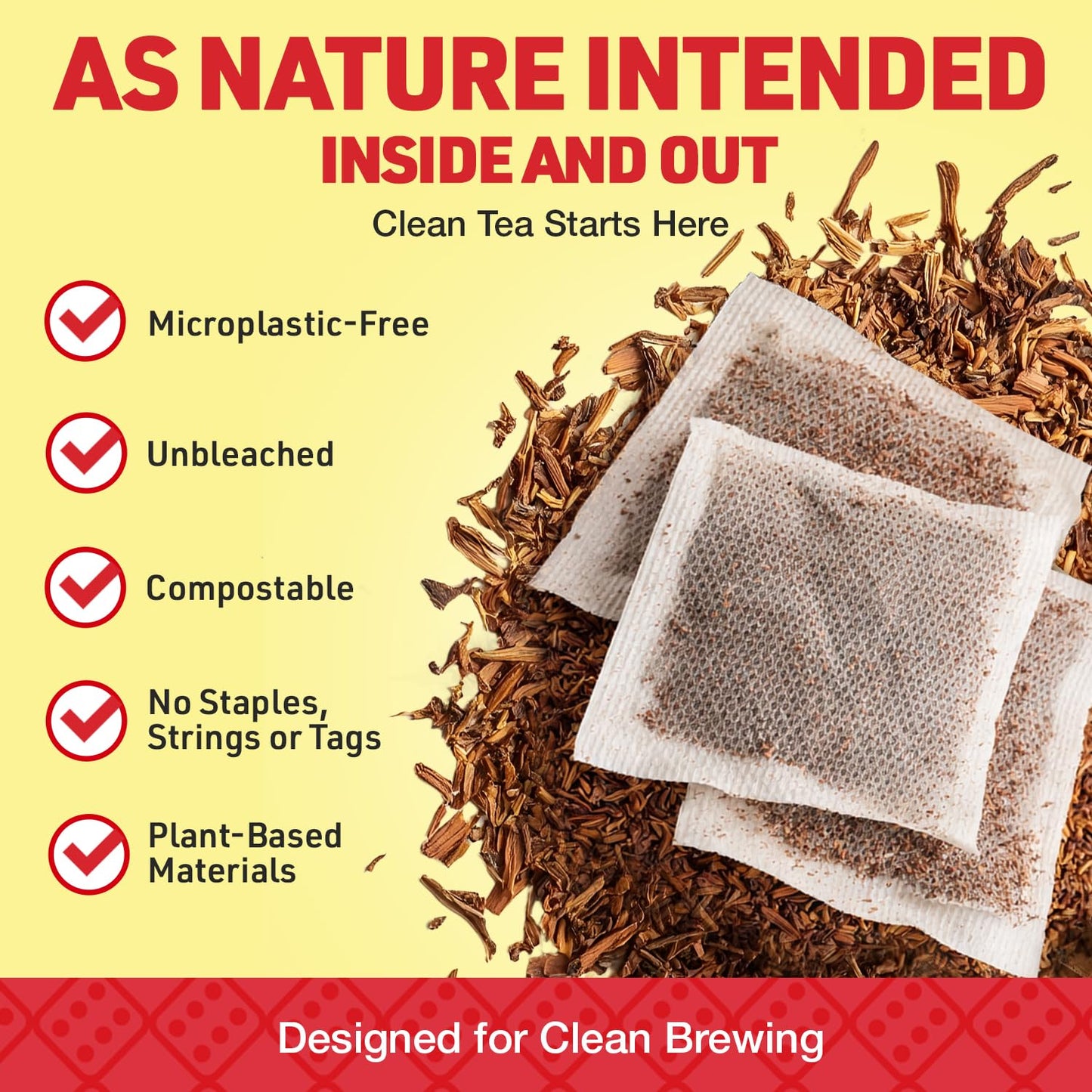 Caffeine Free Red Rooibos Tea Bags 40 - Naturally Sweet Herbal Tea Safe for Children and Pregnant Women - Low Tannin, Premium Organic Rooibos Tea Sustainably and Ethically Farmed in South Africa
