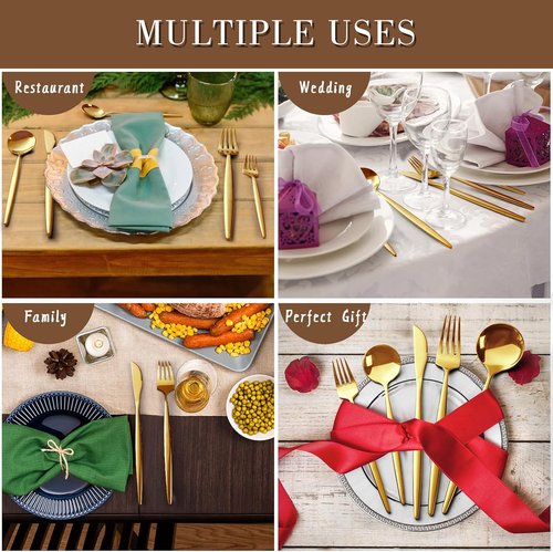 CEKEE 40-Piece Gold Silverware Set - Elegant Stainless Steel Utensils for 8 | Perfect for Home, Weddings & Restaurants