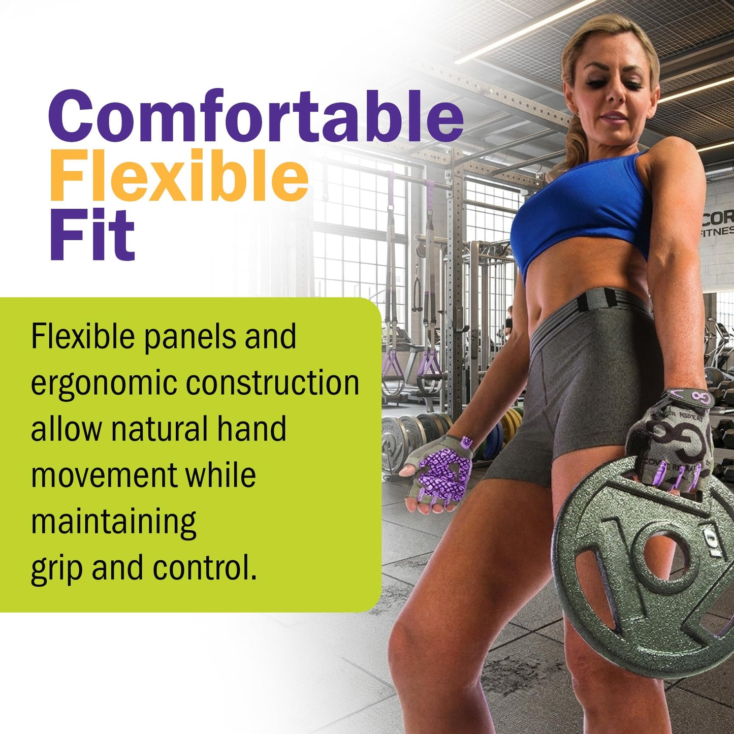 GoFit Women's Medium Pro Trainer Gloves – Workout & Weightlifting Gloves with Adjustable Wrist Support, Breathable Palm Grip, and Durable Synthetic Leather for Gym & Fitness, Purple