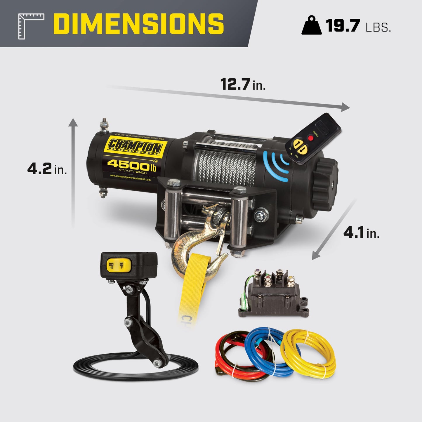 Champion Power Equipment 4500-lb. ATV/UTV Wireless Winch Kit