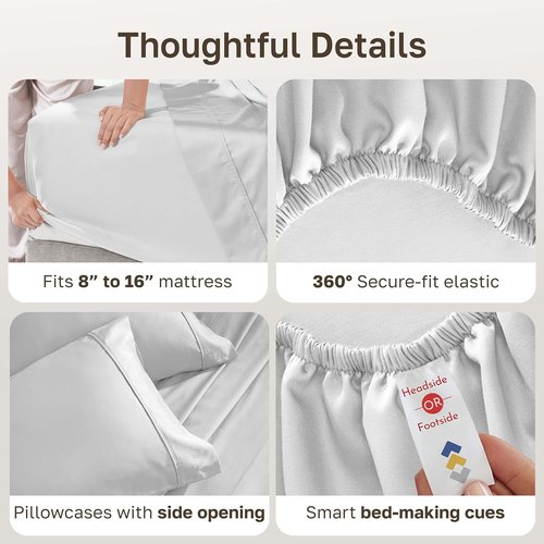 California Design Den King Size Bed Sheets Set - 400 Thread Count, Silky Smooth Sateen, Deep Pockets - Silver