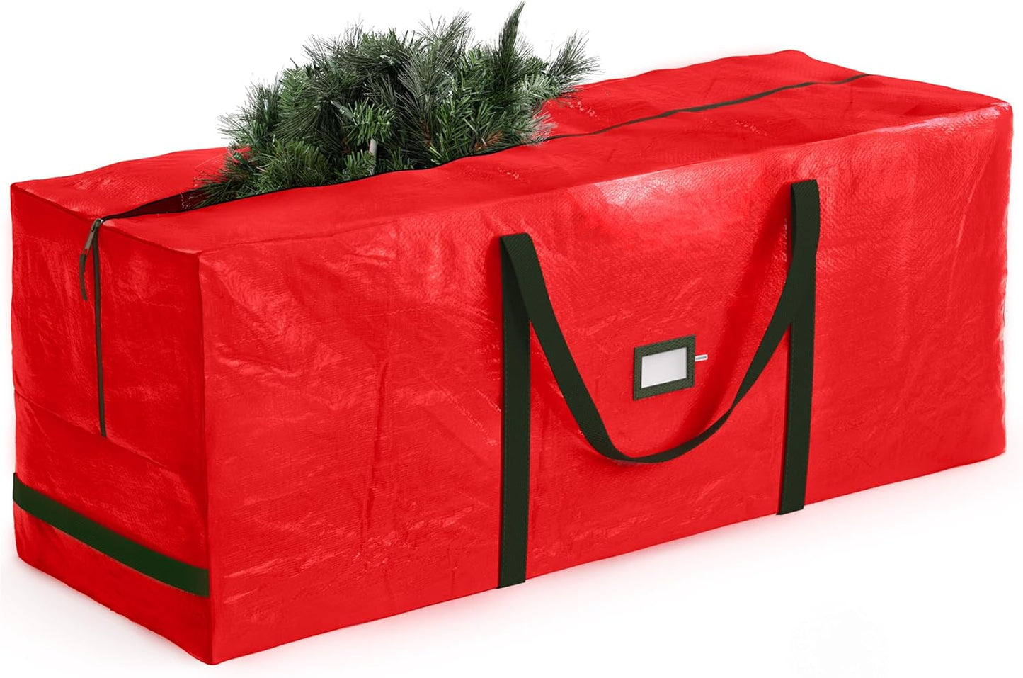 ZOBER Christmas Tree Storage Bag - 9 Ft Waterproof Bag for Artificial Trees - Durable Handles & Label Slot - Red