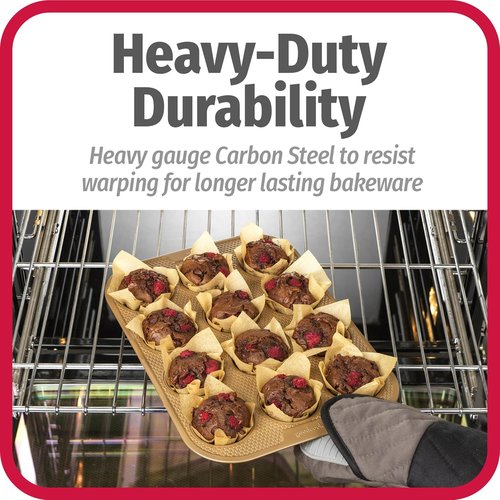 GoodCook BestBake Nonstick Muffin Pan - Textured Carbon Steel, 12-Cup, Bronze Finish