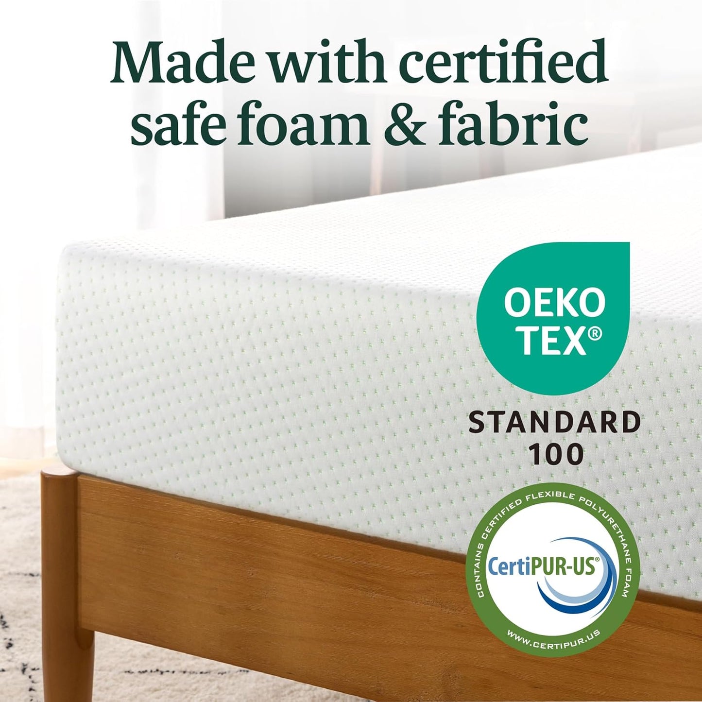ZINUS 6 Inch Short Queen Green Tea Memory Foam Mattress - Medium Firm, Zoned Pressure Relief, Fiberglass Free