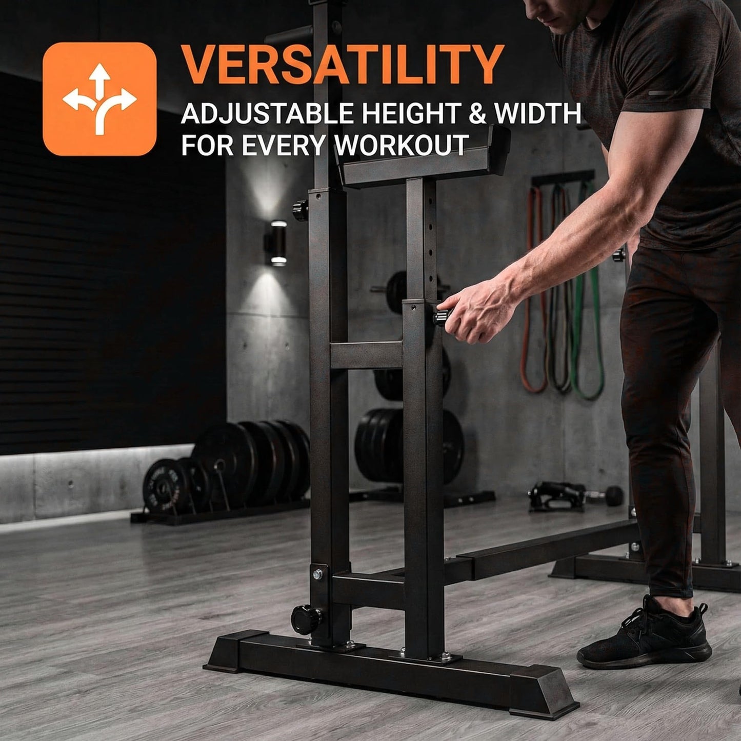 BARWING 49IN Adjustable Squat Rack Stand,770LBS Barbell Rack For Bench Press,Weight Bench Rack,Muti-functional Barbell Stand For Bench Press,Weight Lifting Easy to Assemble