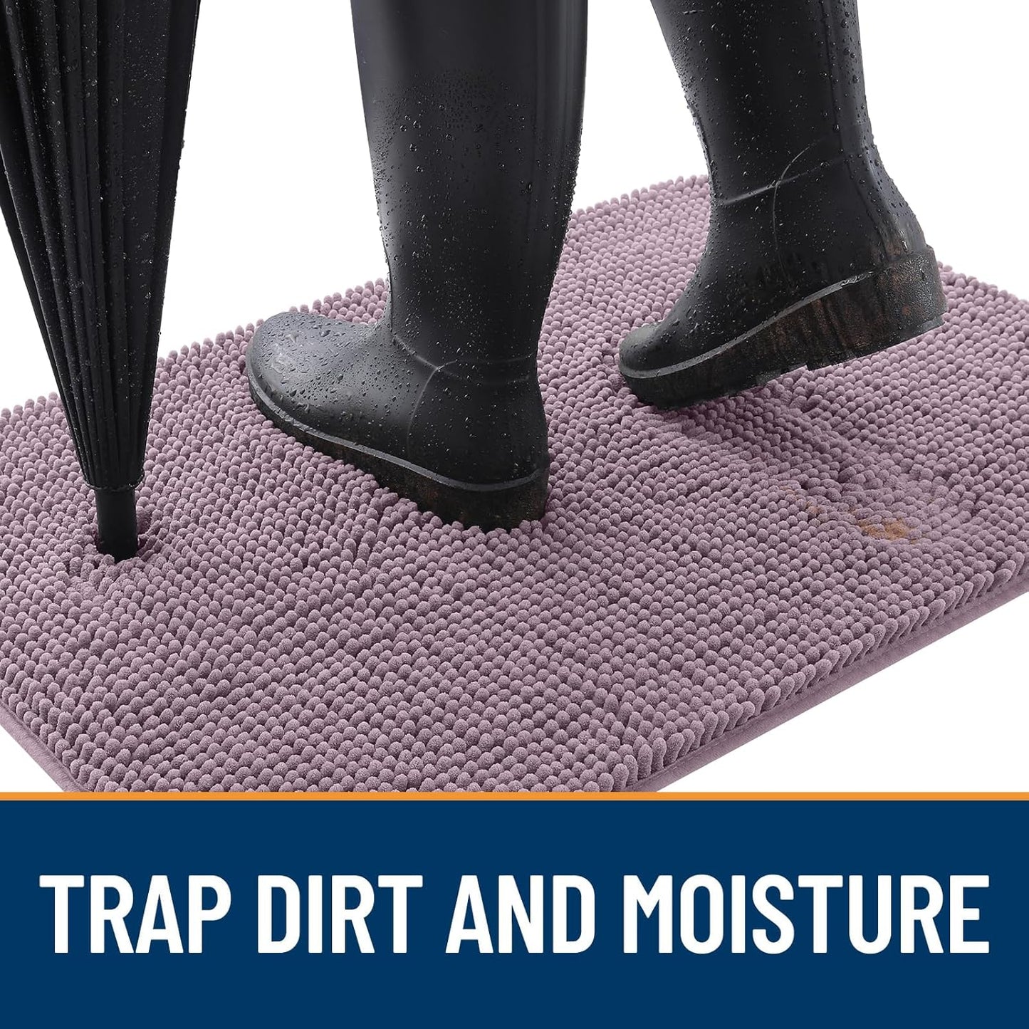 OLANLY Dog Door Mat - Absorbent Non-Slip Chenille Mat for Muddy Paws | Quick Dry, 70x46, Deep Plum