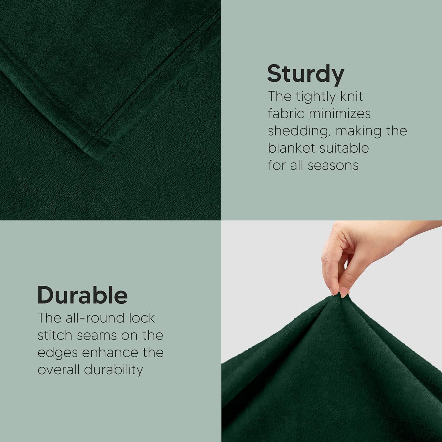 Utopia Bedding Fleece Blanket - Luxury Forest Green Microfiber | Queen Size 90x90 Inch, Soft & Anti-Static