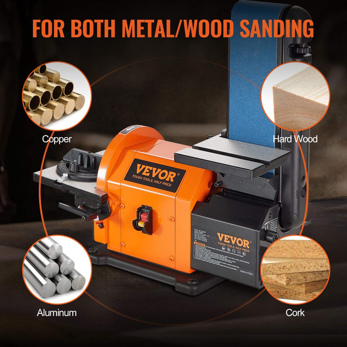 VEVOR 8" Disc Sander and 4"x 36" Professional Belt Sander,Belt Sander with 5A Induction Motor Cast Aluminum Worktable for Woodworking
