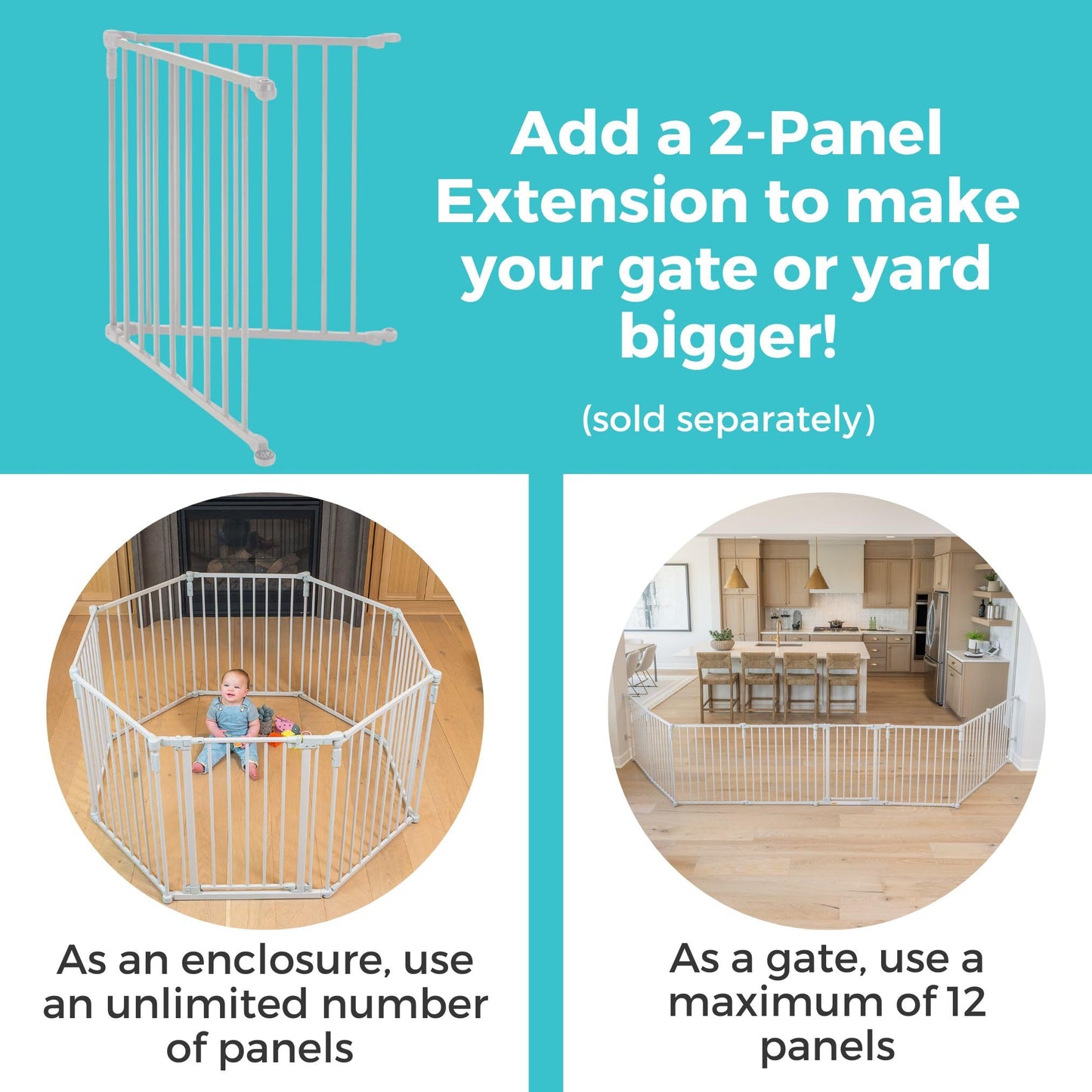 Toddleroo by North States - 3 In 1 Metal Superyard Baby Play Yard: 6 Panel Playpen, Safety Gate, or Extra Wide Baby Fence - Encloses Up to 10 Square Feet - 30 Inches Tall - Taupe