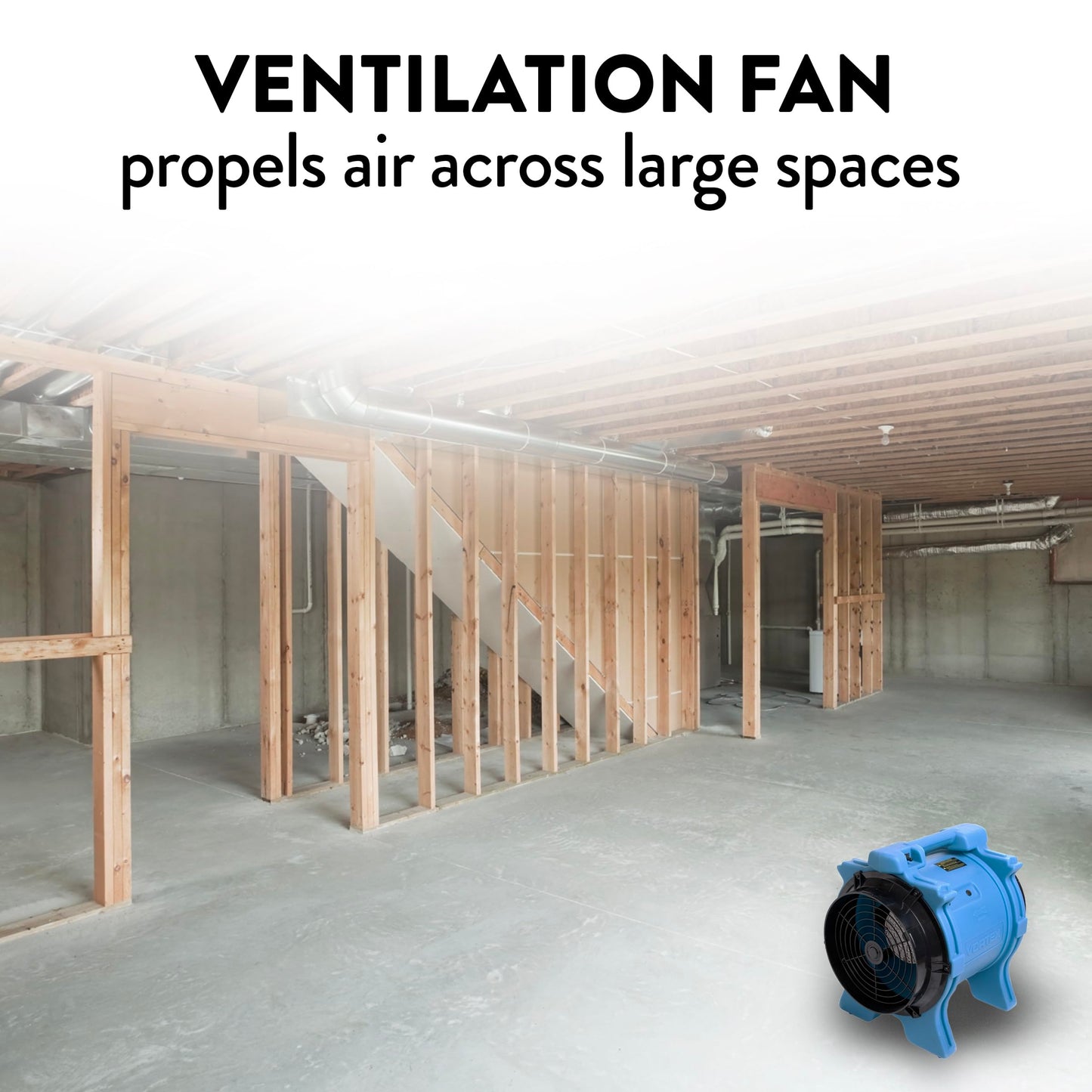 Dri-Eaz Vortex 1.0 HP Ventilation Fan (F174-BLU), Air Mover Blower Fan