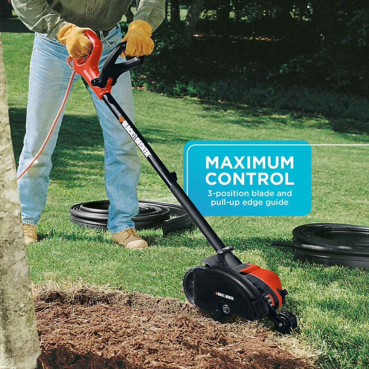 BLACK+DECKER Lawn Edger Trencher 2 in 1, 12 Amp 7.5 in. Electric Edger Lawn Tool for Landscaping and Trench Digger, 3 Height Settings, Corded (LE760FF)