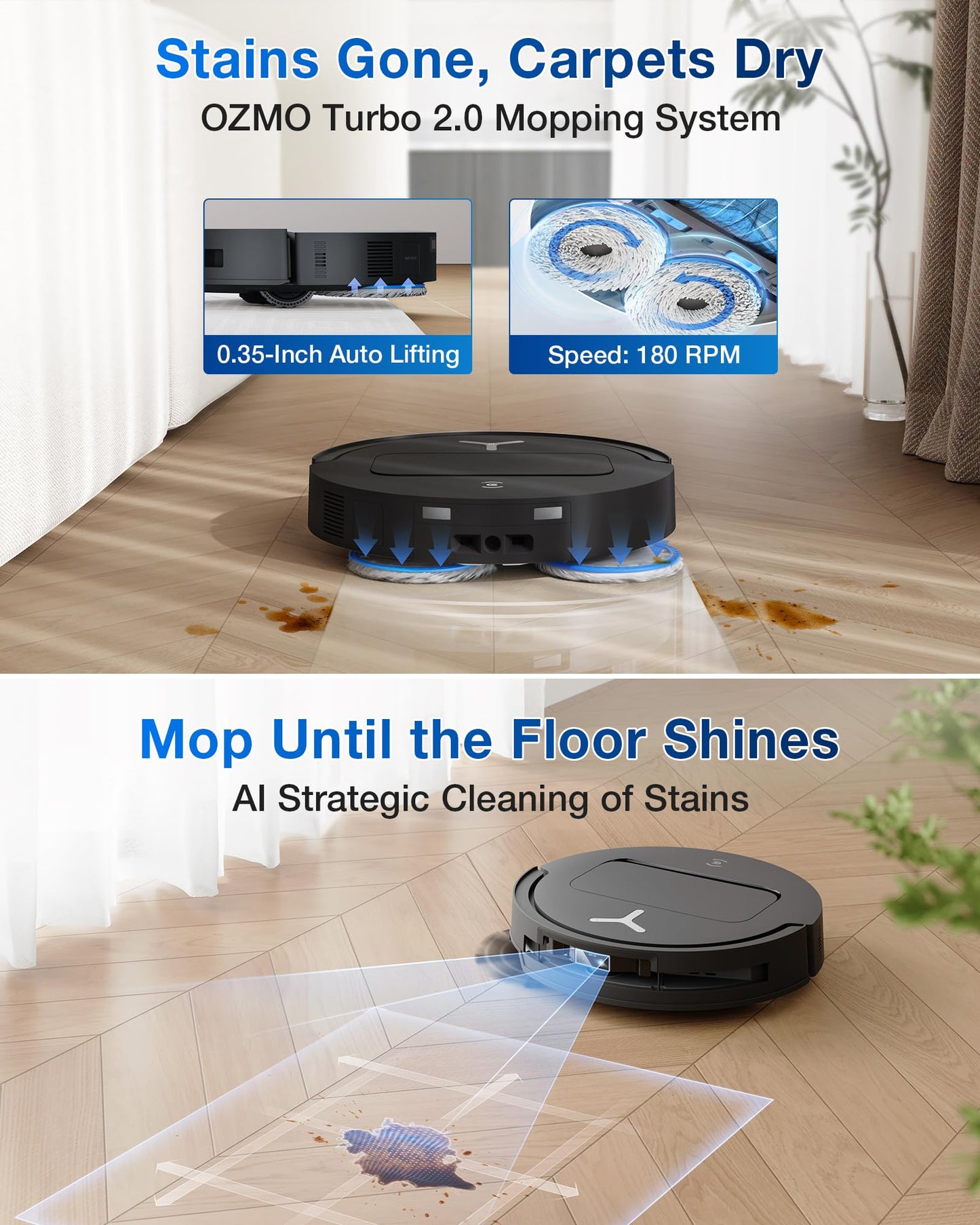 ECOVACS DEEBOT T50 Omni Robot Vacuum & Mop, 15,000Pa Suction, 3.19" Ultra-Slim, ZeroTangle 2.0, TruEdge Cleaning, AIVI 3D Navigation, Self-Emptying & Auto Mop Wash/Dry