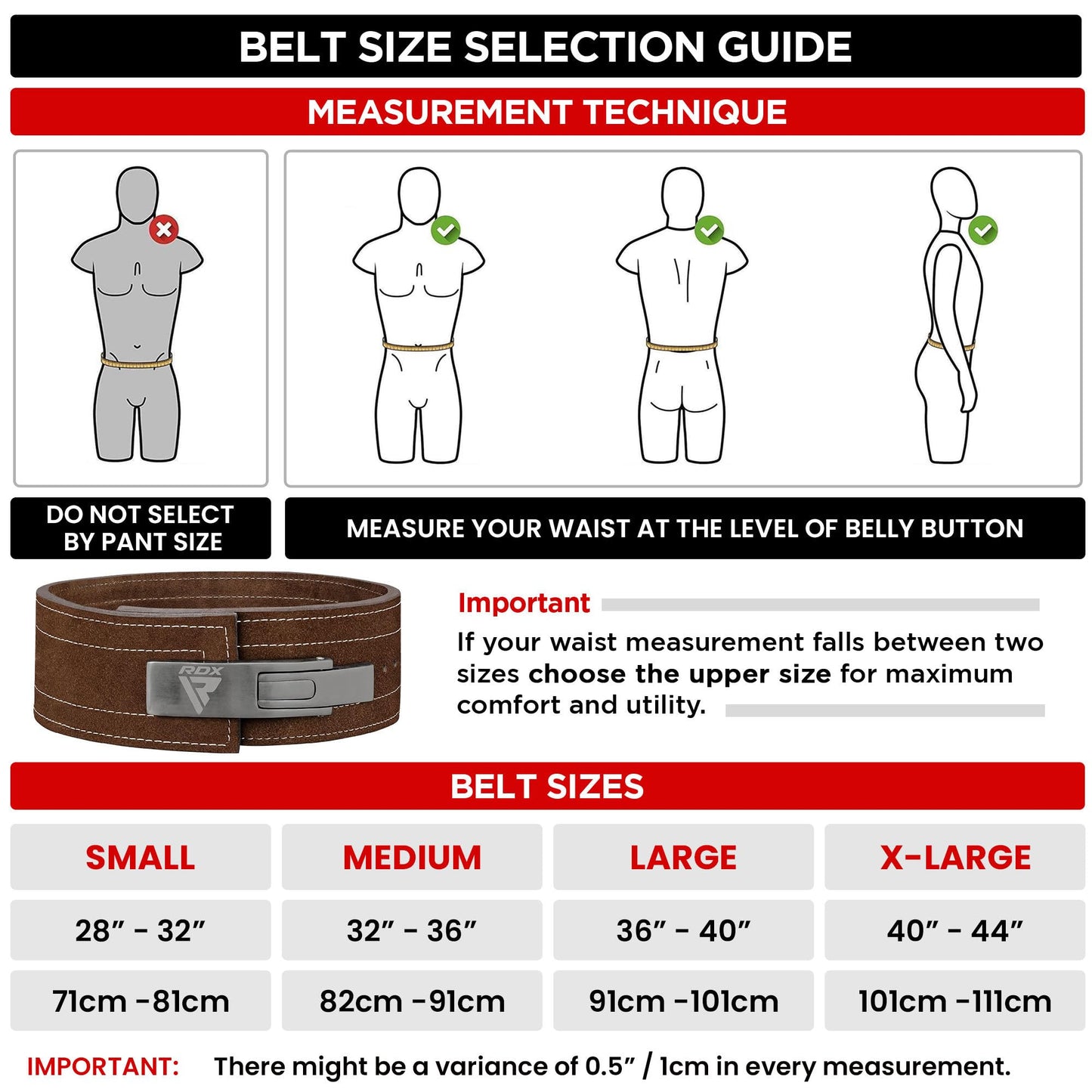 RDX Powerlifting Belt for Weight Lifting, Approved by IPL and USPA, Lever Buckle Gym Training Leather Belt 10mm Thick 4 inches Lumbar Back Support Men Women Bodybuilding Deadlifts (Brown White, XL)