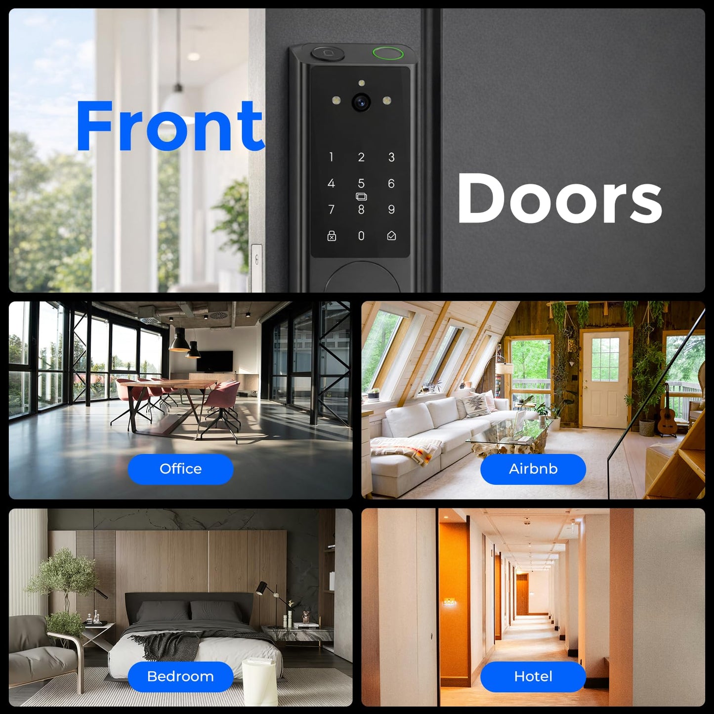 DEVO G1 Rechargeable Keyless Entry Deadbolt- 6-in-1 Smart Lock with Camera & Doorbell, Wi-Fi Smart Door Lock for Front Door with Fingerprint, Auto Locks, App Remote Black