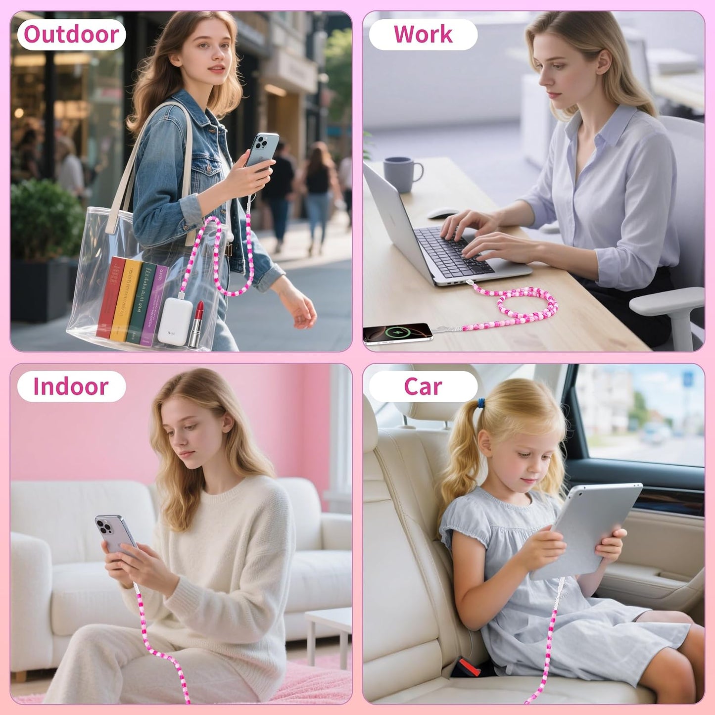 17 16 2 1 3FT 60W 15 14 13 12 S25 S24 SAMONPOW for iPhone Pro Charger Cord in USB C Charger Cable Jade Beaded Multi