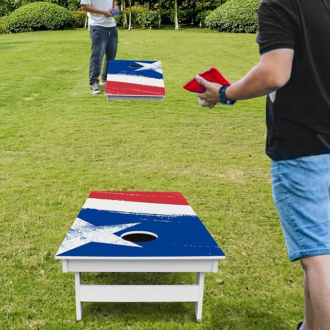 Cornhole Boards Set - Regulation Size 4x2/3x2ft Solid Wood Corn Hole Game Set with 8 Bean Bags and 2 Cornhole Boards - Perfect for Outdoor Game