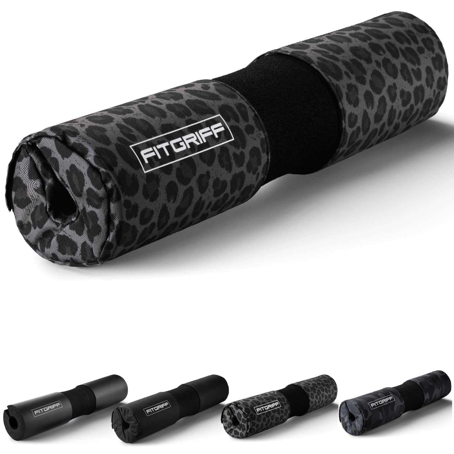 Fitgriff® Barbell Hip Thrust Pad for Squats, Lunges & Glute Bridges – Weightlifting Cushion for Neck & Shoulder Protection – Fits Olympic & Standard Bars (Leopard)