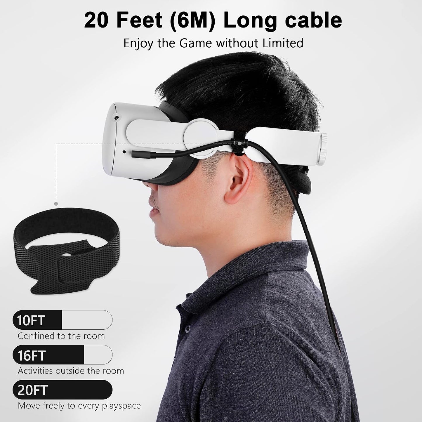20FT 3S/3, 2/Pro, 4, Headset 3.0 Kuject Link Cable Compatible for Quest Quest Pico VR Accessories Cable for Rift