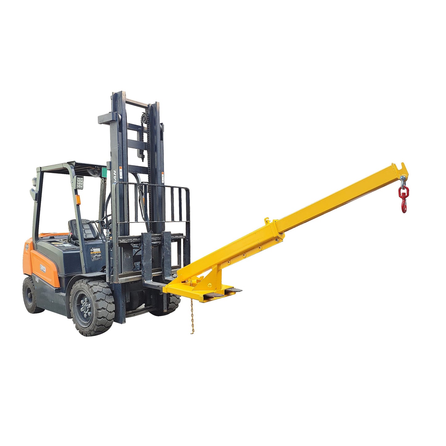 TECHTONGDA Adjustable Forklift Jib Boom Crane Forklift Mobile Crane, Fork Mounted Telescoping Crane Jib Boom for Warehouse or Factories, Adjustable Boom 63"-98", 4400 LB/ 2T Capacity