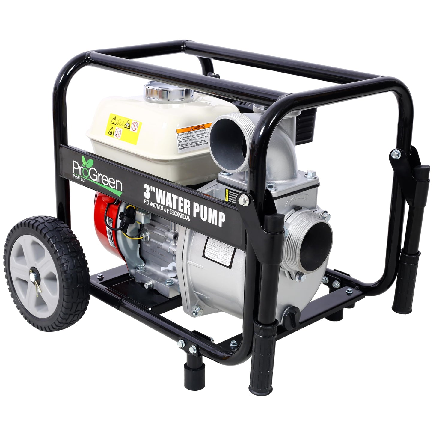 KEIKI 3" Water Pump, 264Gpm, 163cc for Honda GX160 Engine, 3IN NPT COUPLER with Accessories Kit and Handle Wheel, Semi-Trash Transfer Pump for Irrigation (With 25ft Hose)