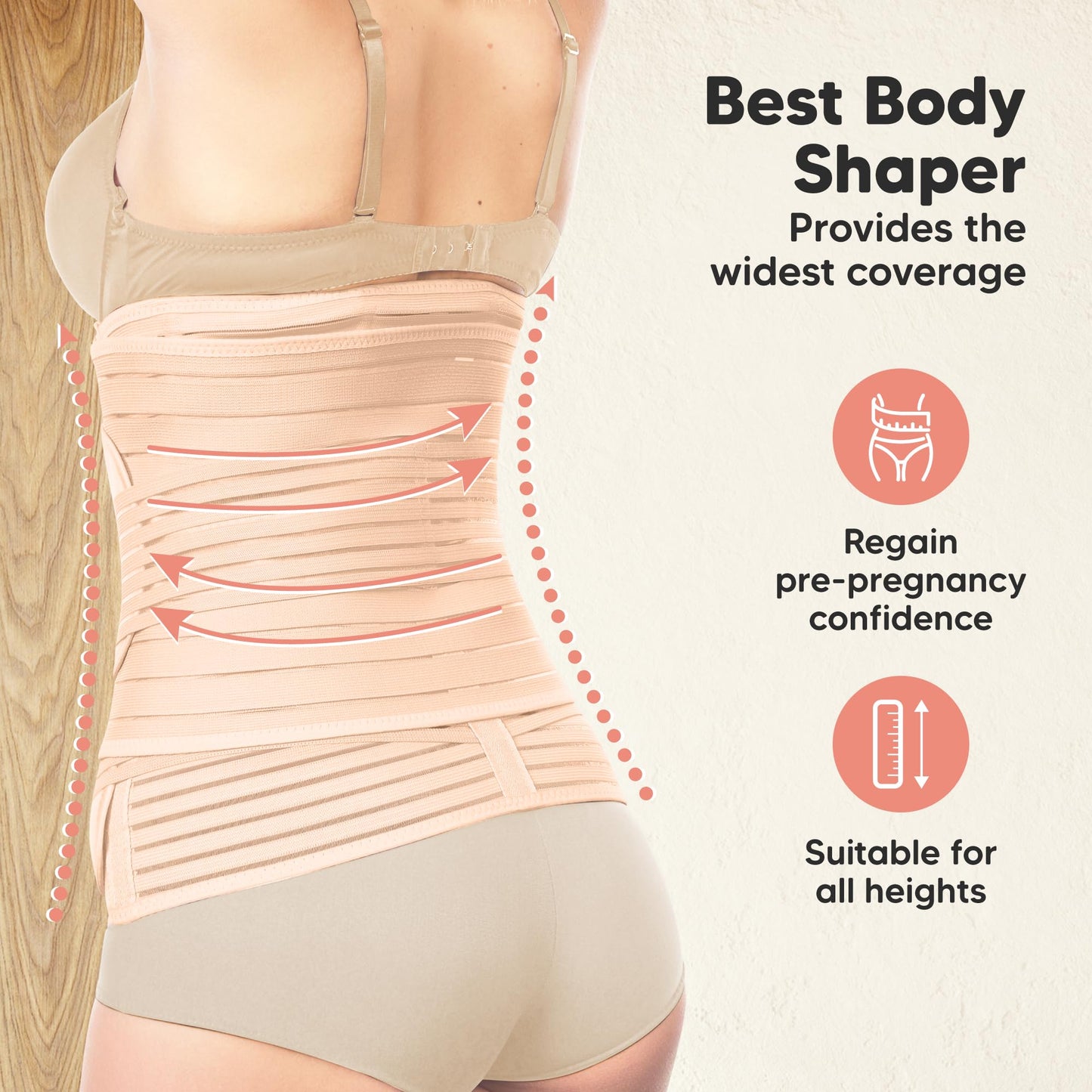 KeaBabies 3 in 1 Postpartum Belly Support Recovery Wrap – 2-Pack Postpartum Belly Band, After Birth Brace, Slimming Girdles, Waist Shapewear, Post Surgery Pregnancy Support Band (Black/Ivory, M/L)