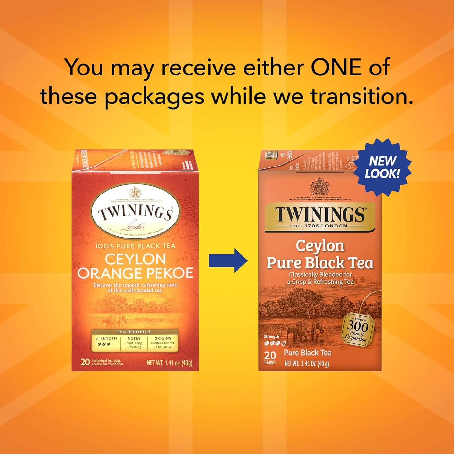 Twinings of London Ceylon Orange Pekoe Tea - Premium Quality | Box of 20 Tea Bags