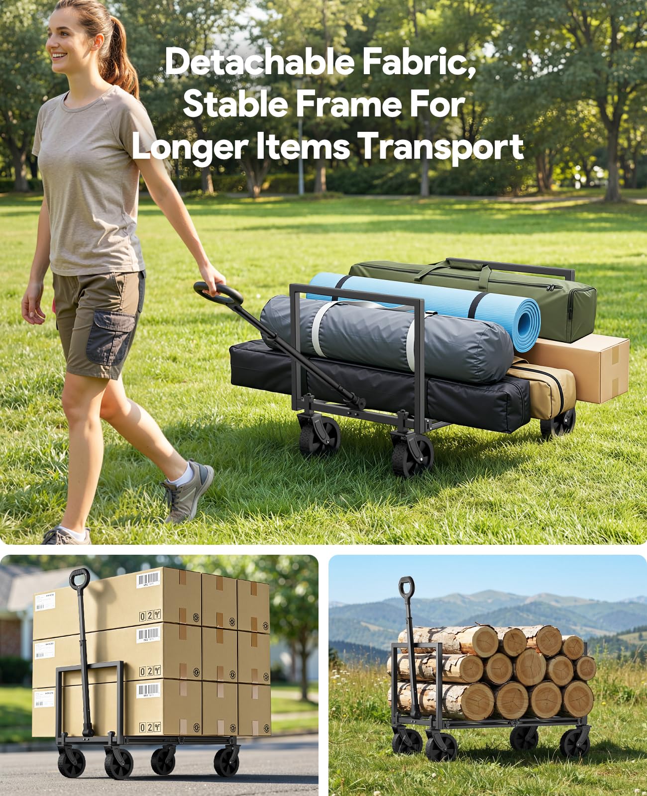 Wagons Carts Foldable, Collapsible Wagon Cart Foldable, 220LBS Heavy Duty Folding Wagon Carts with Wheels, Portable Utility Cart for Grocery Sports Garden Shopping Camping