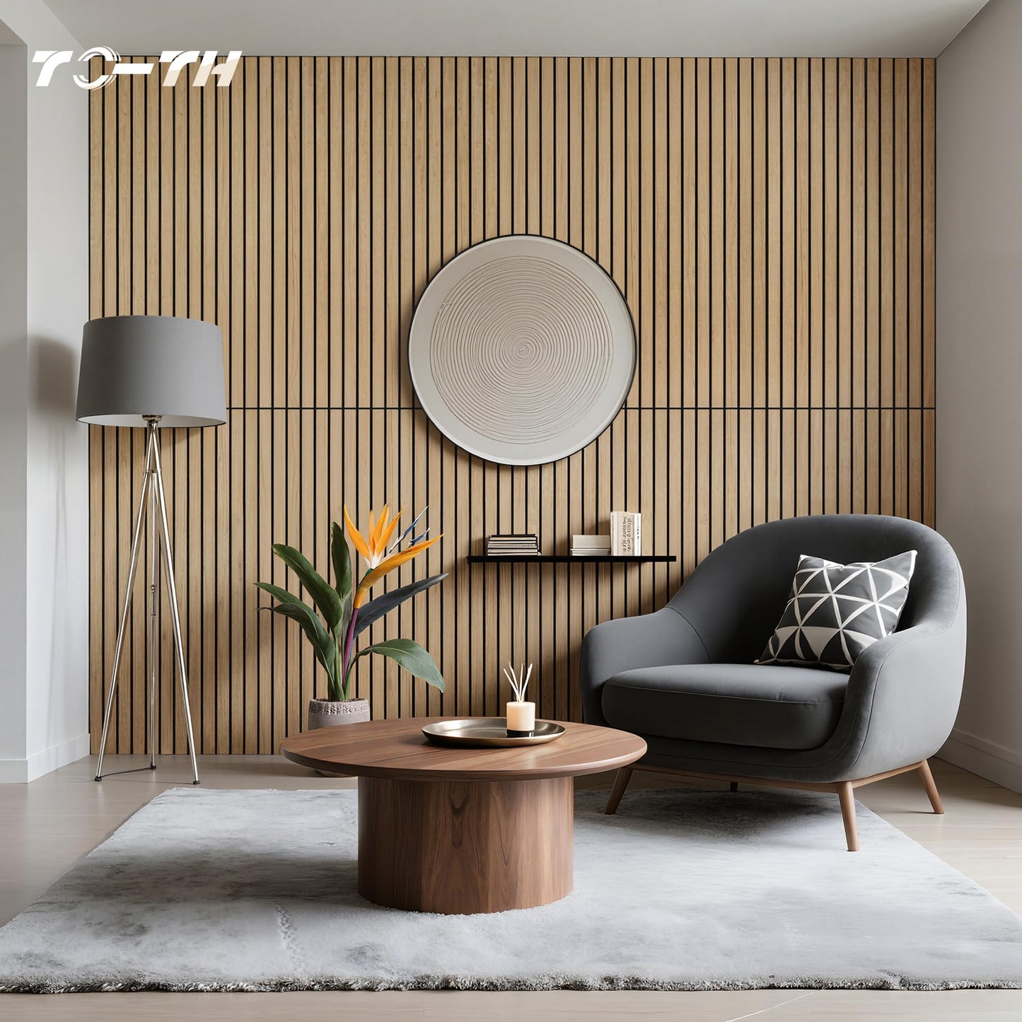 TO-TH Wood-Look Acoustic Wall Panels, 10 Pack 47.2” x 23.6” Sound Panels, Decorative Wood Panels for Wall Sound Dampening Panels for Home, Office, Basement, Teak with Mitered Edges