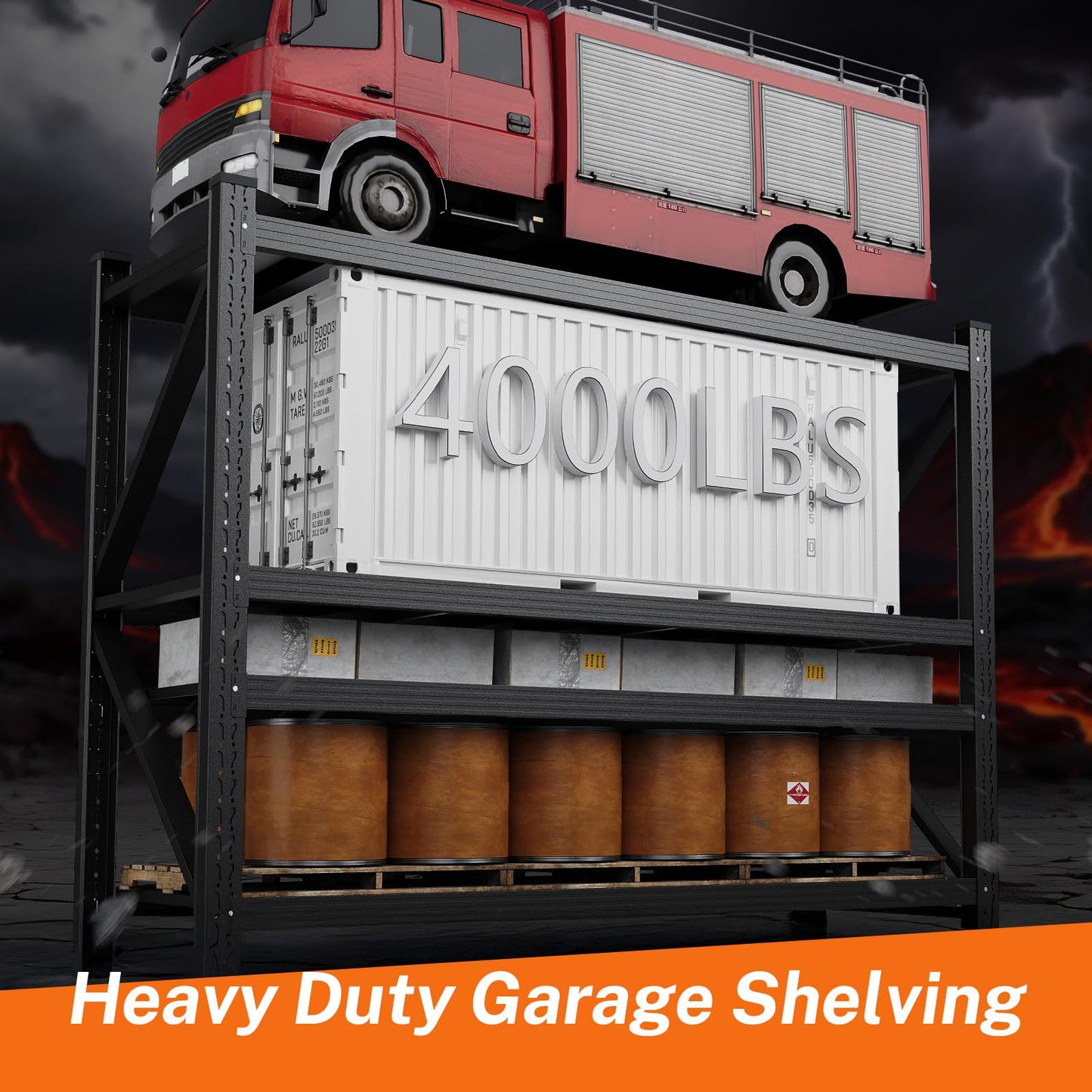 70H"Garage Shelving Units,5000LBS Storage Shelves,Garage Shelving Heavy Duty Metal Adjustable Shelves,Metal Shelving Rack,4Tier Large Tall Industrial Shelving for Warehouse,Pantry 60" W*24" D*70" H