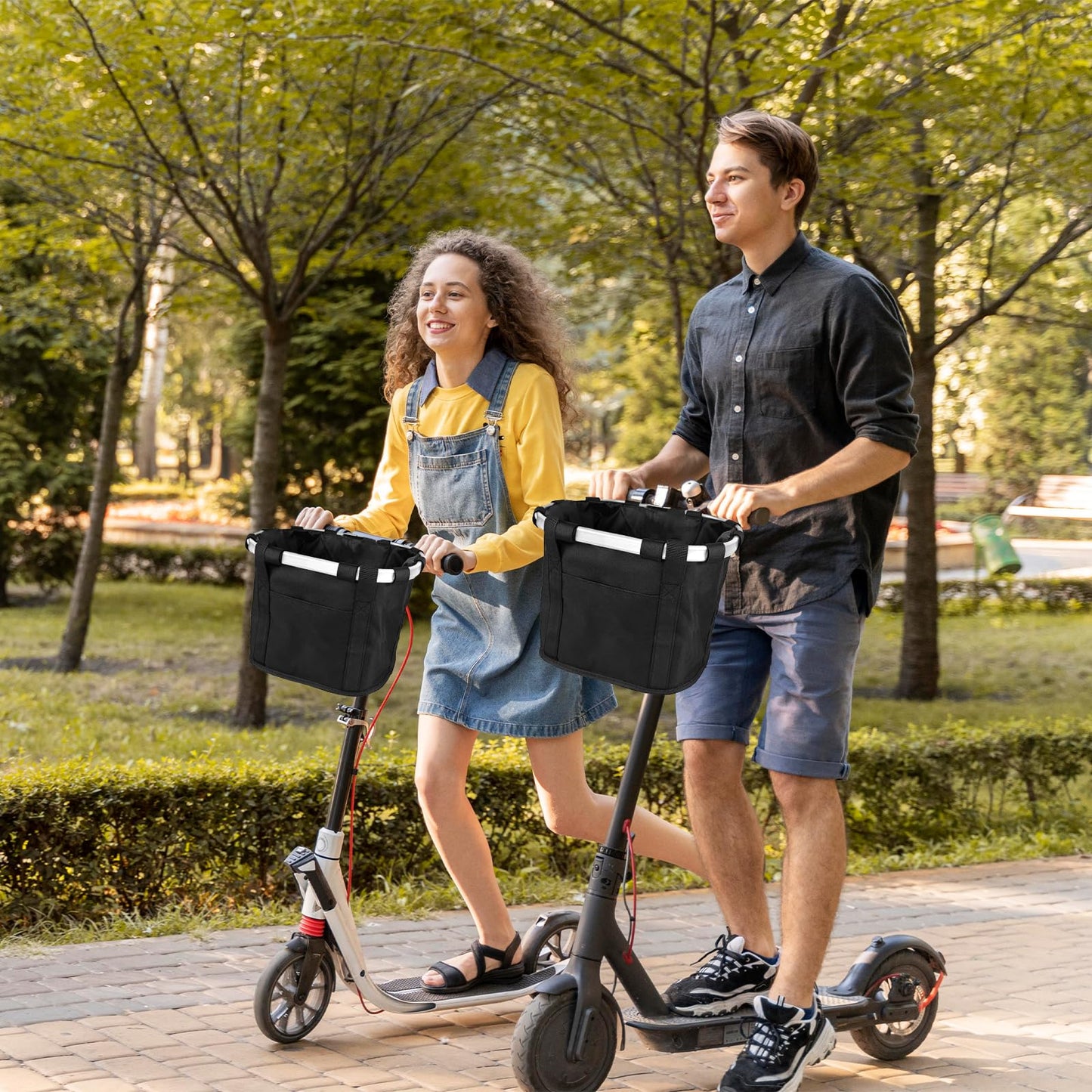 EDWERD Knee Walker Carrying Bag - Universal Foot Recovery Scooter Handlebar Pouch Storage Tote for Knee Scooter, Rollator, Wheelchair, Bike (Black - B)