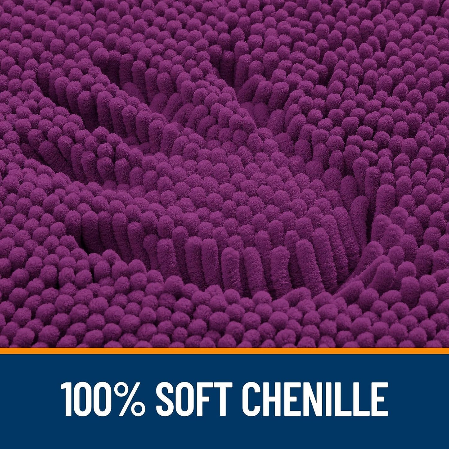OLANLY Bathroom Rugs - Extra Soft Chenille Bath Mats | 36x24, Quick Dry, Machine Washable, Purple